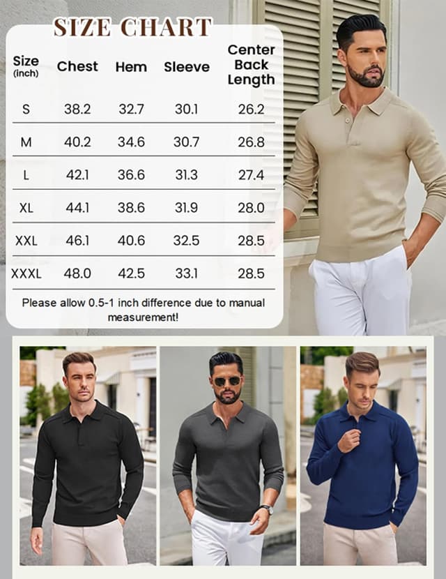 Thumbnail 5 de COOFANDY polo maglione da uomo stile business casual