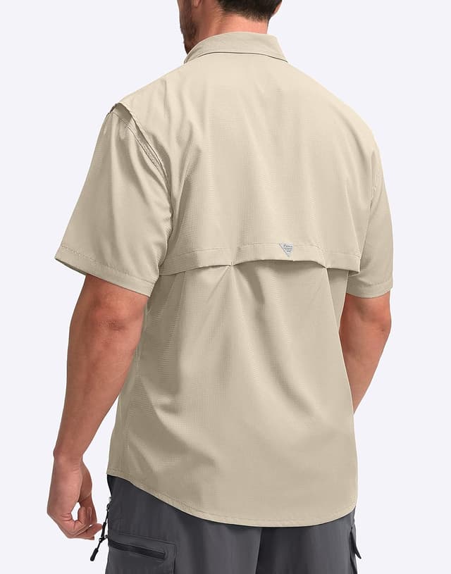Detalle de Pudolla Men’s Short Sleeve Fishing Shirts with UPF50+ and Zipper Pockets