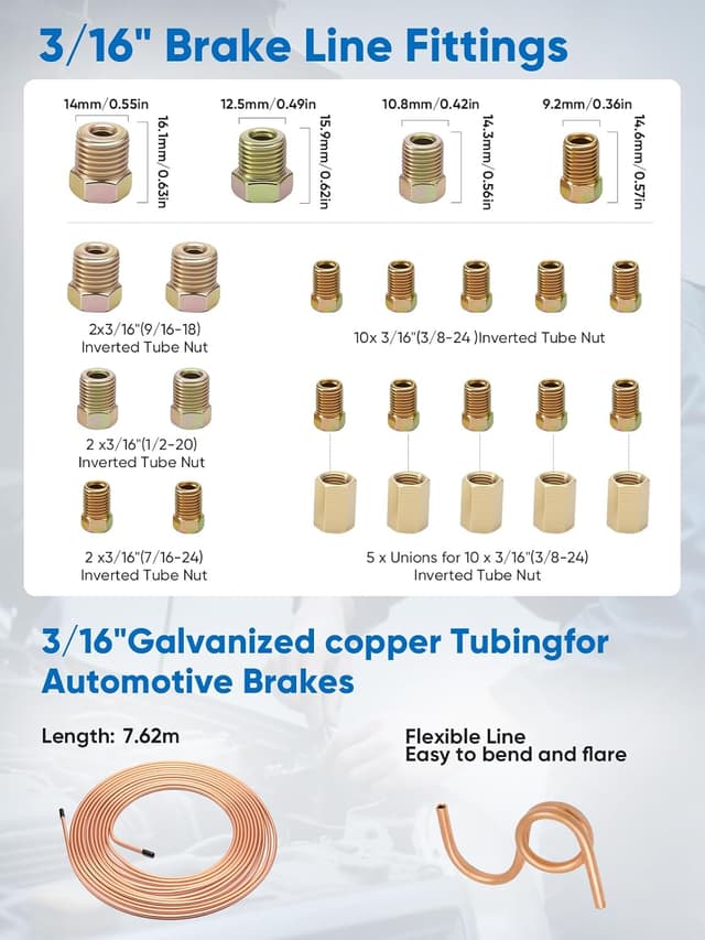 Detalle de Wvoillty kit outil double sertissage pour conduites de frein DIN Ø 4,75 mm (3/16")