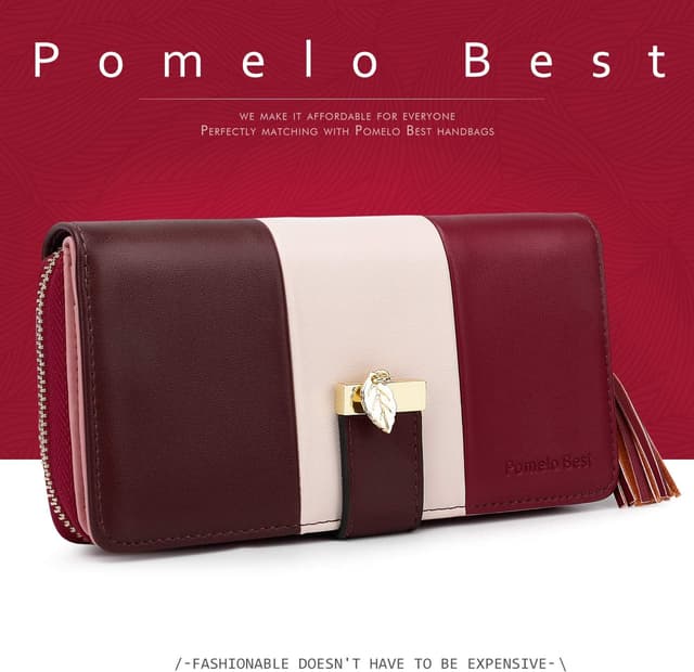 Detalle de Pomelo Best RFID Women’s Wallet with 12 Card Slots, Coin Pocket and Zipped Compartments