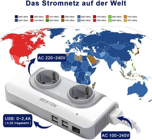 Thumbnail 1 de Convertitore universale 200W da 110V a 220V — Adattatore viaggio 🔌