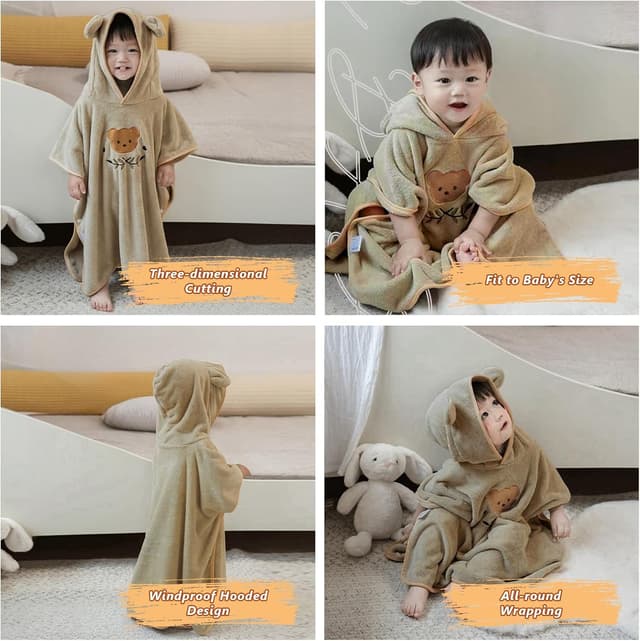 Detalle de HAGOT poncho de bain enfant avec capuche (serviette bébé) 0-3 ans