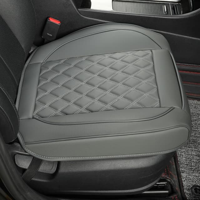 Detalle de Vankerful 2 Pack Faux Leather Front Seat Covers (Grey) – Bottom Seat Cushion Protectors