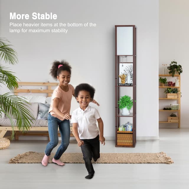 Detalle 2 de Omdekor LED Stehlampe Holz, 160 cm