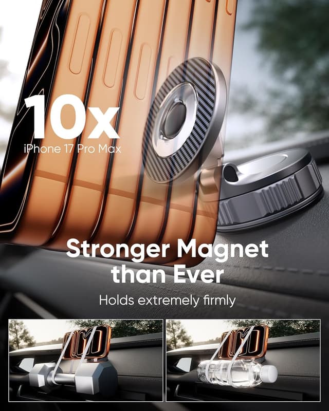 Detalle de Vacuum MagSafe Car Phone Holder with 360° Rotation and 2800gf Magnetic Grip