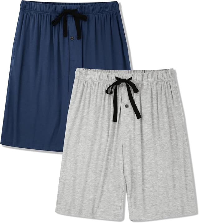 Detalle de BAMBOO COOL Men’s Bamboo Viscose Pajama Lounge Shorts (2-Pack) with Pockets