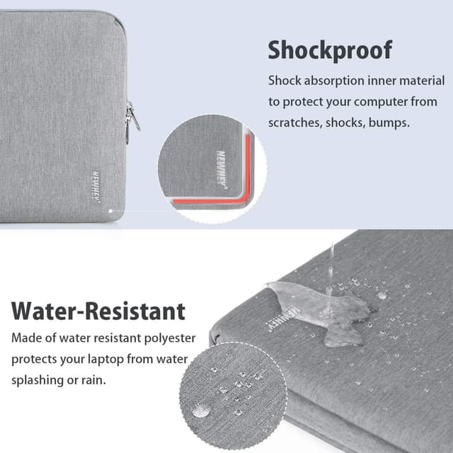 Detalle 2 de NEWHEY 14 Inch Laptop Sleeve Case with Water Repellent Oxford Fabric and Shock Resistant Padding (Gray)