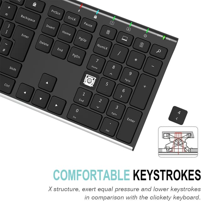 Detalle 2 de Arteck 2.4G Wireless Keyboard Slim Stainless Steel 2.4G