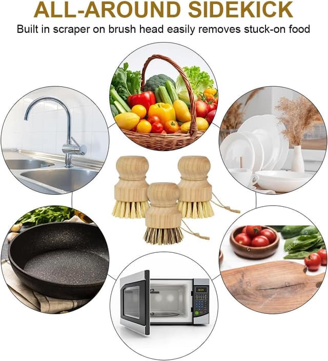 Thumbnail 5 de AUAUY Dish Brush 3-Pack Wooden