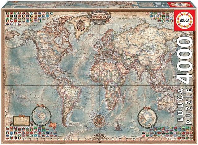 Detalle de Educa Puzzle 4000 Piezas Mapa Político 🌍 Hasta 14 años