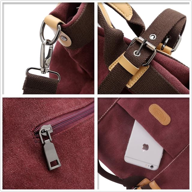 Thumbnail 4 de LOSMILE Bolso tote de lona 15L vino tinto 👜