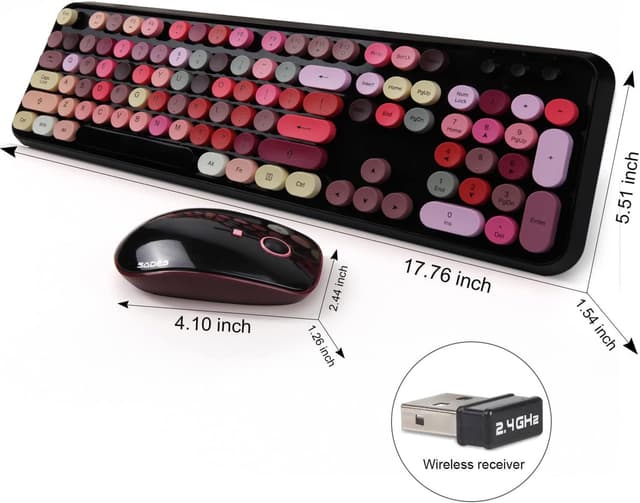 Thumbnail 6 de FOPETT Wireless Keyboard and Mouse Set (2.4 GHz) with Nano Receiver for PC, Laptop, and Smart TV