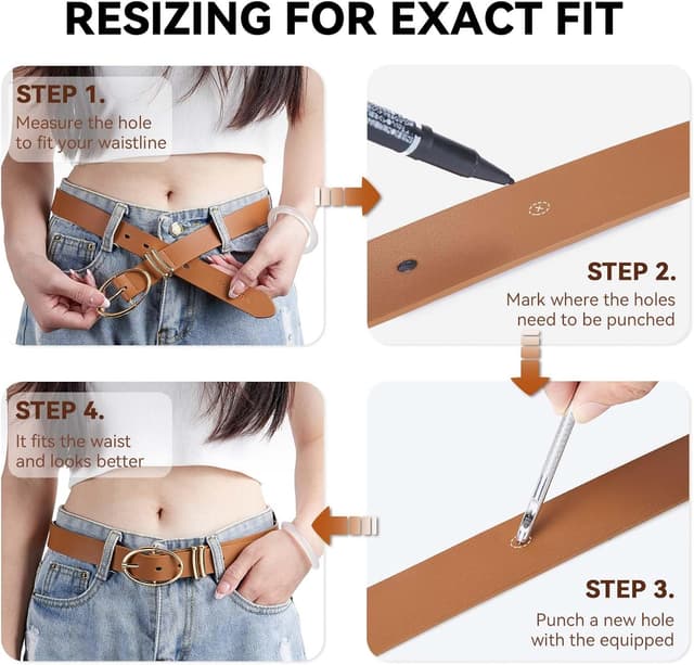 Detalle de BOSTANTEN Damengürtel 1,1 Zoll Leder schwarz