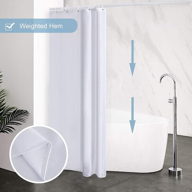 Detalle de Furlinic Petit rideau de douche anti-moisissure en polyester imperméable (100 x 200 cm) avec 6 crochets