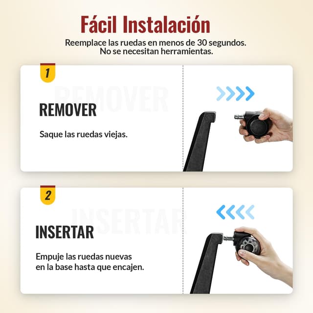 Thumbnail 5 de HOLKIE ruedas silla oficina 11x22 mm gris