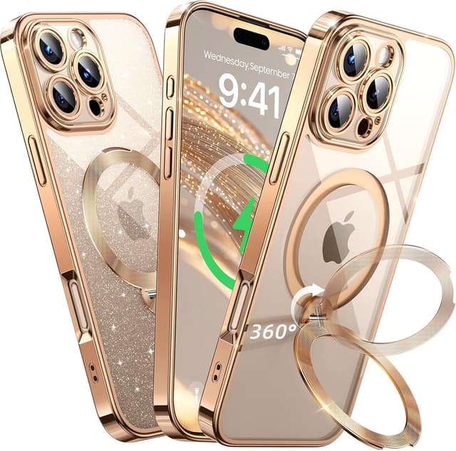 Detalle de Peerock Official Desert Titanium iPhone 16 Pro Case with 360° Spin Stand (MagSafe Fit)