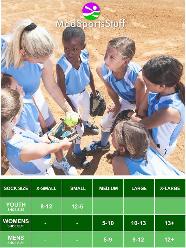 Detalle 2 de MadSportsStuff Softball Socks with Stitches (Over-the-Calf) for Girls & Women, Youth and Adult Sizes