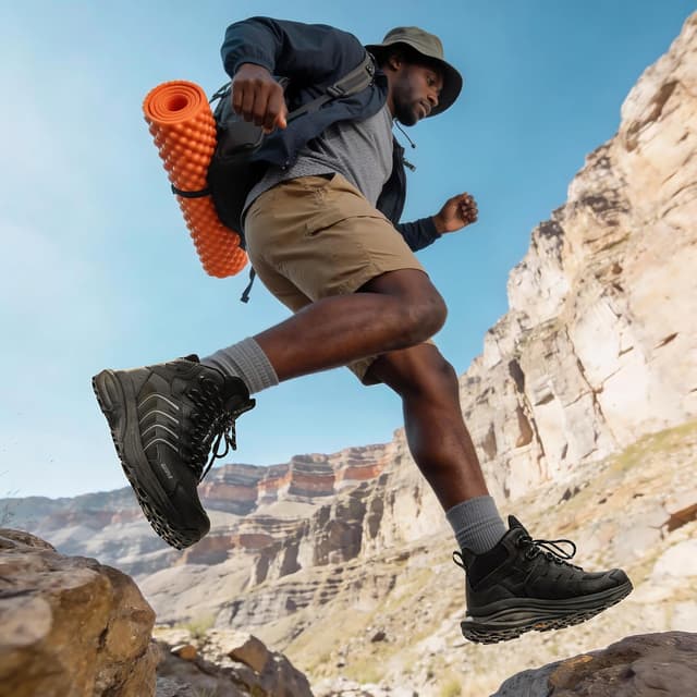 Detalle de NORTIV 8 Men’s Waterproof PRO Hiking Boots (Armadillo FieldLite) — Lightweight, grippy outdoor trekking shoes