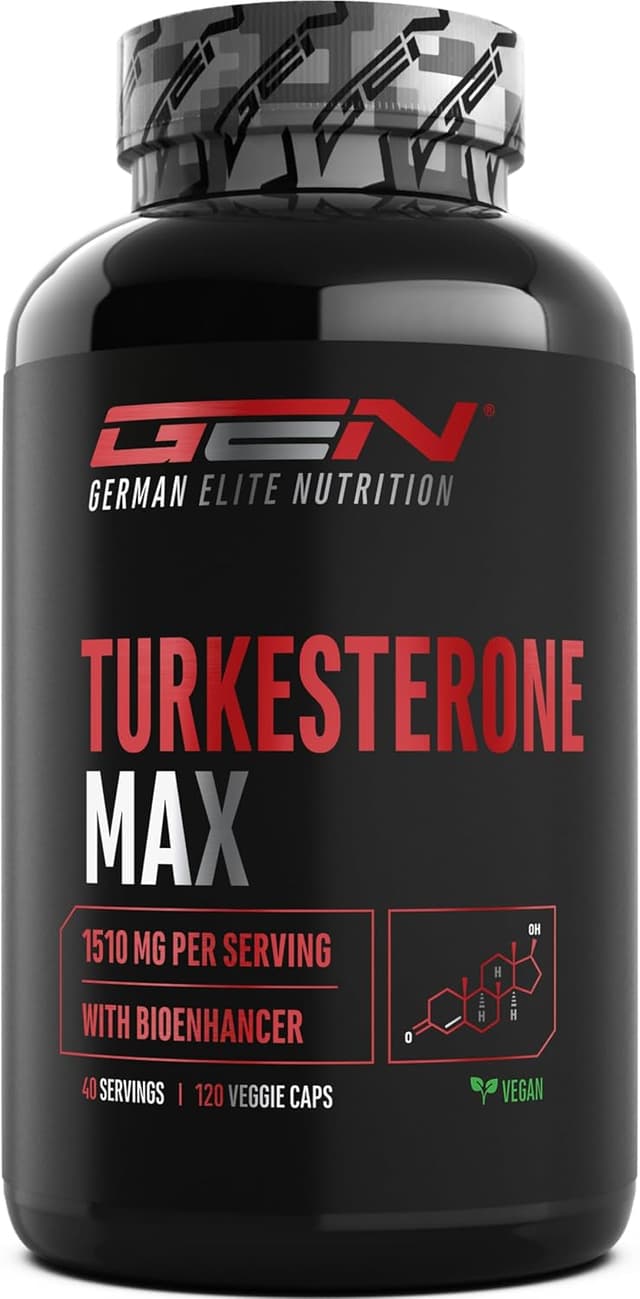 Detalle de GEN German Elite Nutrition Turkesteron Max (120 Kapseln) – Extra hochdosiert mit 1.510 mg Tagesportion