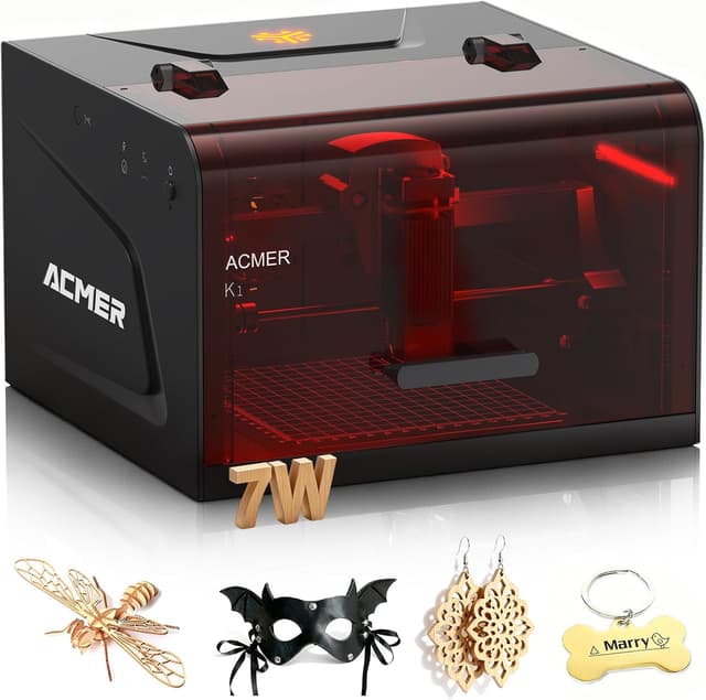 Detalle de ACMER Laser Engraver Machine K1 Desktop 7W (150×150mm) enclosed laser cutter for wood, plywood & acrylic