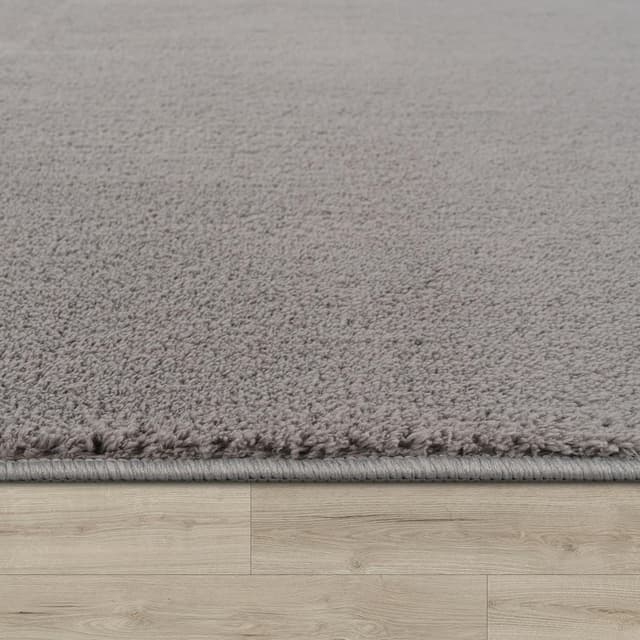 Detalle 2 de Paco Home moderner Wohnzimmer-Teppich mit Kurzflor, 200 x 280 cm, grau – waschbar & rutschfest