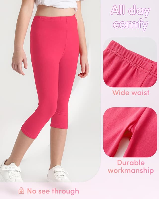 Detalle de Domee Mädchen 3/4 Leggings Caprihose aus Baumwolle (3er-Pack)