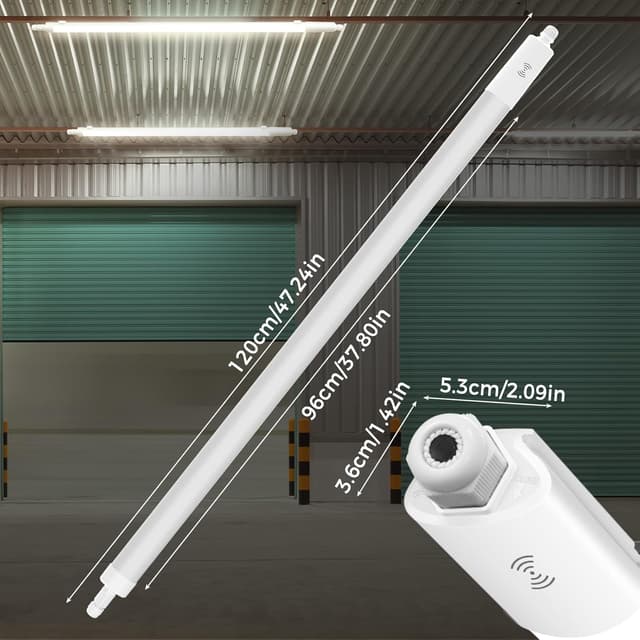 Detalle de zemty Feuchtraum-LED-Leuchte 120 cm mit Bewegungsmelder, 4000K, IP65 (36W, 3.960 lm)