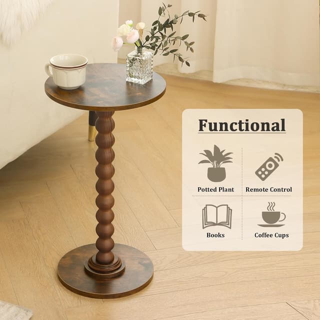 Thumbnail 6 de Fultyle Round Side Table Rustic Brown
