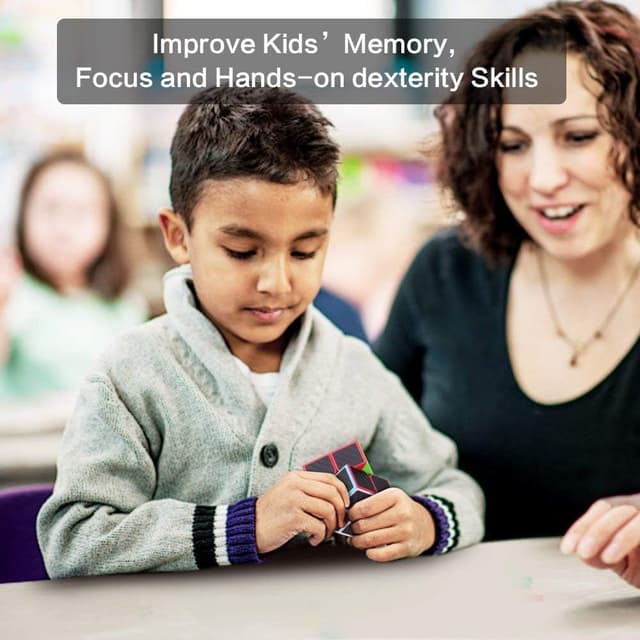 Detalle 2 de ROXENDA Zauberwürfel Speed-Würfel-Set (2x2 & 3x3) mit Anleitung – Kohlefaser-Aufkleber