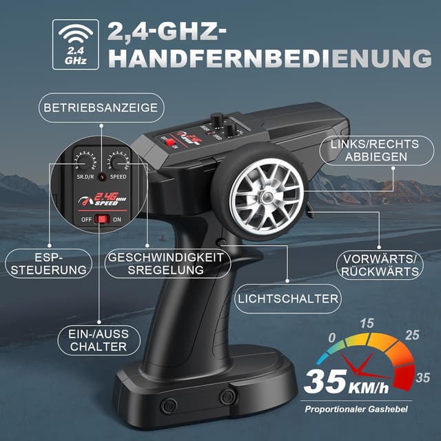 Detalle de Lamborghini RC Drift Auto 1:18 4WD mit 35 km/h – High-Speed-Drifter für Einsteiger