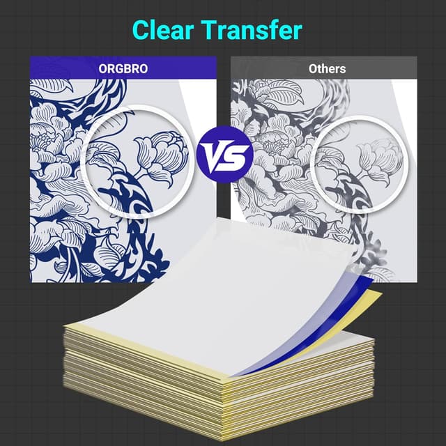 Thumbnail 6 de ORGBRO X8 Papier Transfert Tatouage – 100 feuilles A5 140 × 210 mm (papier hectographique, 4 couches)