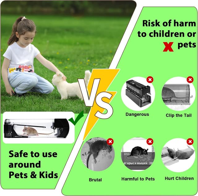 Detalle de 4-Pack humane live mouse traps for indoors and outdoors (touchless release) with cleaning brushes