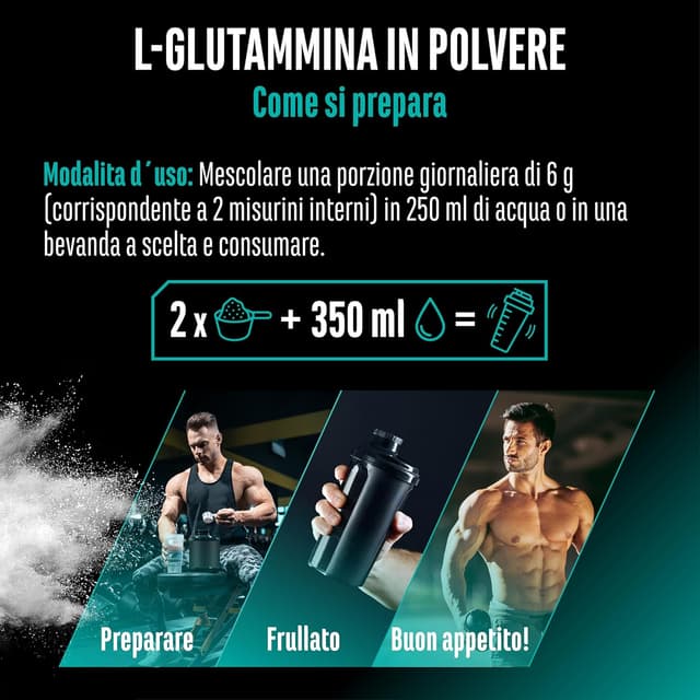 Thumbnail 6 de L-Glutammina in polvere 750 g Premium (100% L-Glutammina micronizzata, senza aromi, vegan)