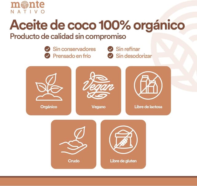 Detalle 1 de MonteNativo Aceite de Coco Orgánico 1000 ml