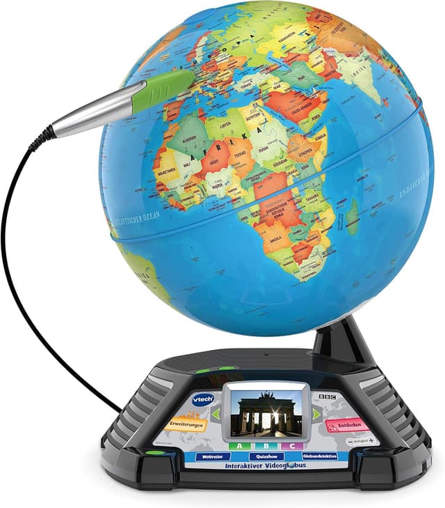 Detalle de VTech Interaktiver Videoglobus – Weltkugel mit Bildschirm und Lerninhalten (deutsche Version) für Kinder ab 7 Jahren