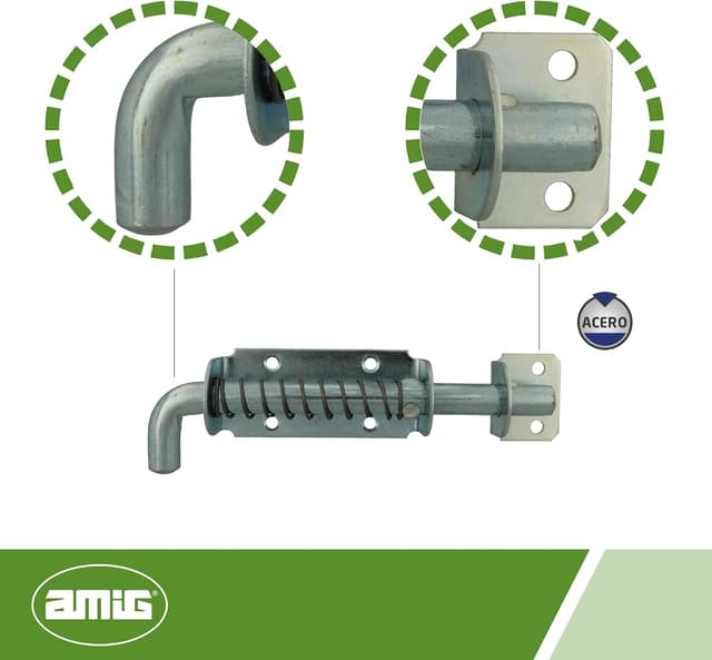 Detalle 2 de AMIG Verrou en applique à ressort 170 x 40 mm en acier zingué argenté pour portes et portails