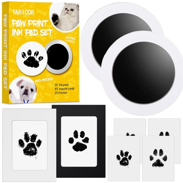 Detalle de Pfotenabdruck Set für Hund & Katze (Taricor Baby Fussabdruck Set) – 2 Fotorahmen, 4 Karten und Stempelkissen