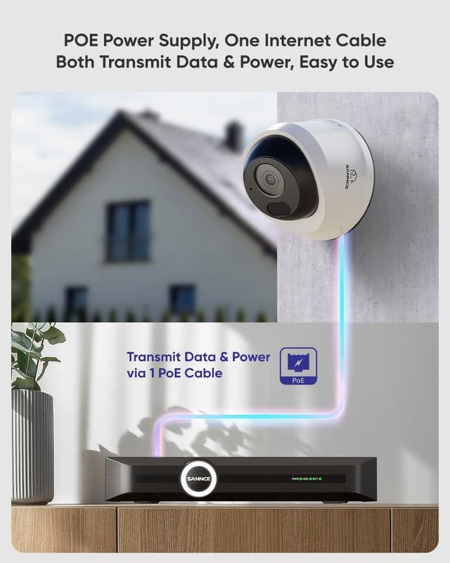 Detalle 2 de SANNCE 3MP PoE outdoor security camera with audio, 30m night vision and IP67 weatherproof housing