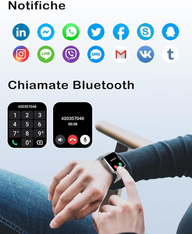 Detalle de GRV Smartwatch con chiamate Bluetooth, cardio, SpO2 e tracciamento ciclo mestruale (IP68) grigio