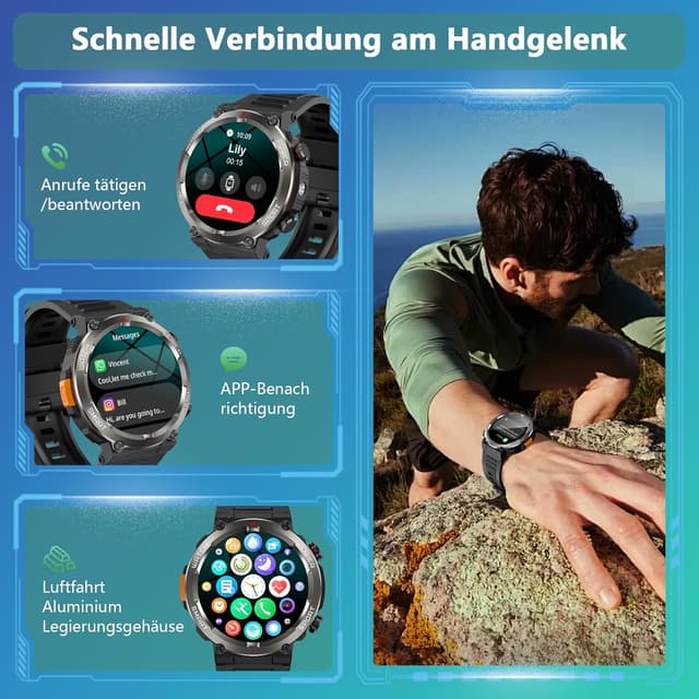 Thumbnail 3 de Baolubao Militär Smartwatch 960 mAh