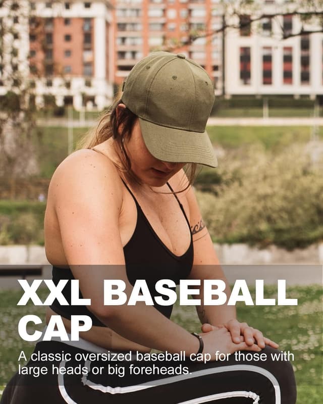 Detalle de Zylioo XL/XXL Baseball Caps for Big Heads – Oversize Sports & Running Dad Cap with Long Brim