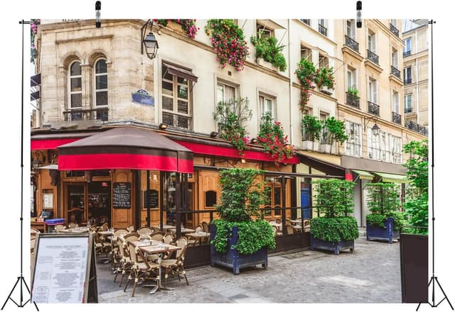 Detalle de BELECO 2.1 x 1.5m Paris street café fabric photography backdrop