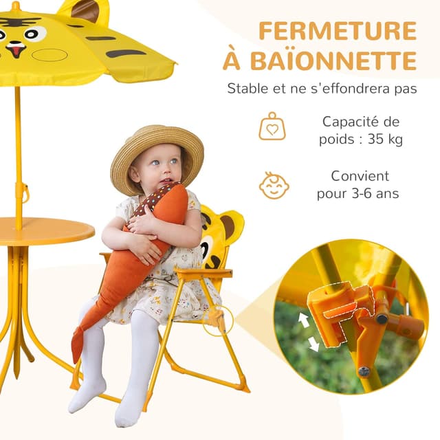 Thumbnail 5 de Outsunny Ensemble Salon Jardin Enfant Tigre