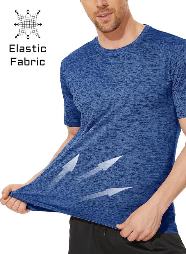 Detalle de MAGCOMSEN Herren Sportshirts Kurzarm Laufshirt – schnelltrocknend, meliert, atmungsaktiv