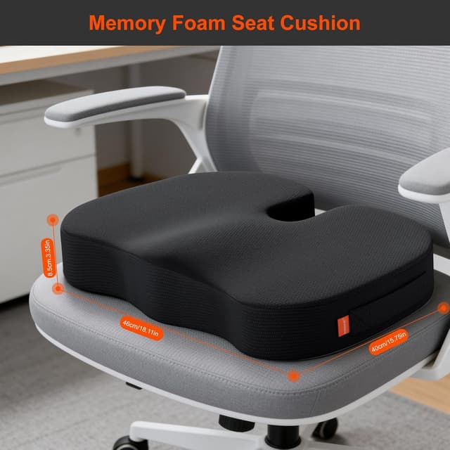 Detalle de Coussin en mousse à mémoire de forme inaepeak pour siège (noir) – soulagement de pression