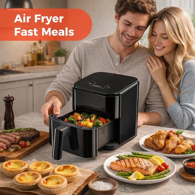 Thumbnail 6 de NEWBULIG Compact Digital Air Fryer (3 Qt) with Nonstick Plate & Dishwasher-Safe Basket
