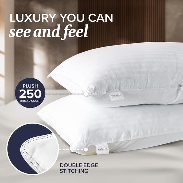 Detalle de Beckham Hotel Gel Pillow Collection, Luxury Plush, 2 Pack