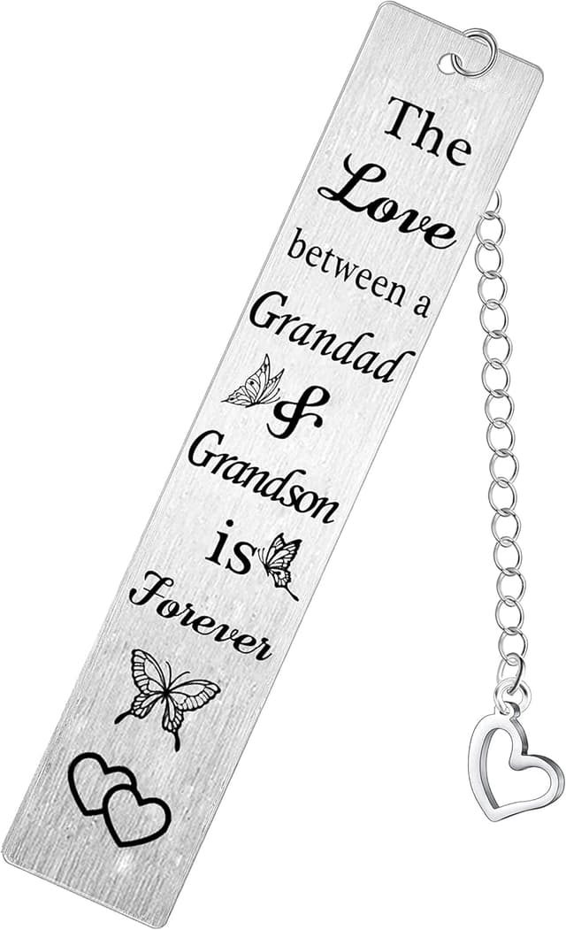 Detalle de Dad and Son bookmark gift in stainless steel: “The love between a dad & Son is forever”