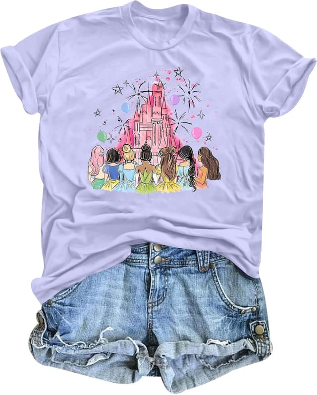 Detalle de Magical Princess Shirts for Women: Magic Kingdom Princess Graphic T‑Shirt (Family Vacation Tee)