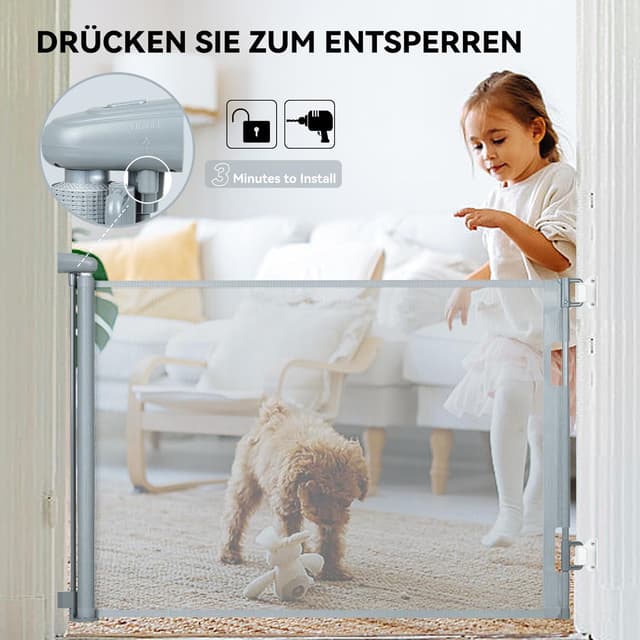 Thumbnail 4 de Treppenschutzgitter ausziehbar 0-180 cm Grau